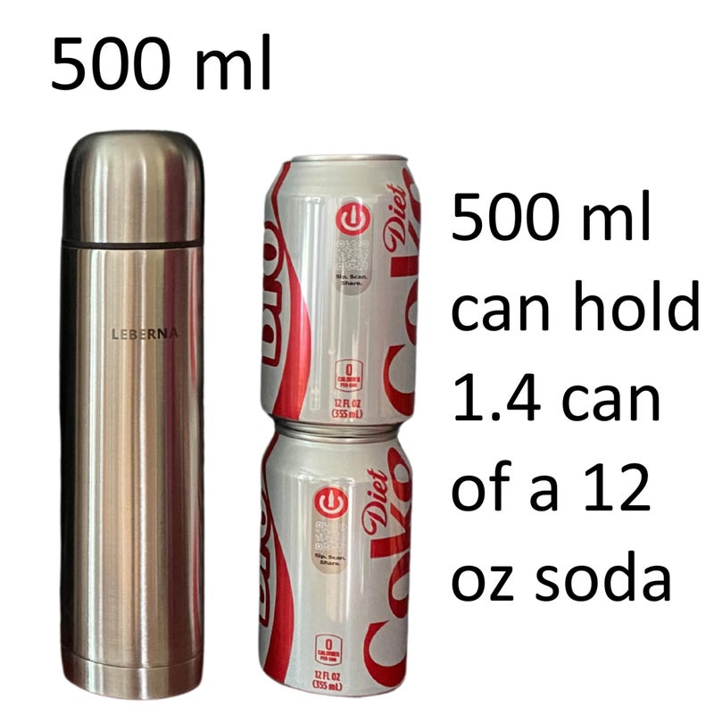 Leberna SMALL 500 ml 16.9 Ounce Coffee Thermos | Thermal Water Bottle for Tea Hot & Cold Drinks Stainless Steel Vacuum Sealed Insulated Thermos Water Flasks Bottles Work Travel Termo Para Cafe Bebes 0.5 Quart - Image 2